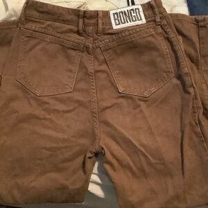 Vintage BONGO Bold Logo Stylish Brown Straight Leg Colored Jeans Denim size 13